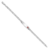Thumbnail for 14K WG Medical Soft Diamond Shape Red Enamel Anchor Link ID Bracelet