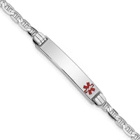 Thumbnail for 14K White Gold Medical Red Enamel Anchor Link ID Bracelet