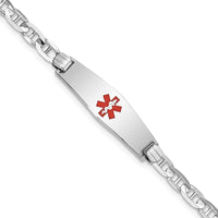 Thumbnail for 14K WG Medical Soft Diamond Shape Red Enamel Anchor Link ID Bracelet