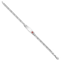 Thumbnail for 14K WG Medical Soft Diamond Shape Red Enamel Anchor Link ID Bracelet