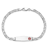 Thumbnail for 14K WG Medical Soft Diamond Shape Red Enamel Anchor Link ID Bracelet