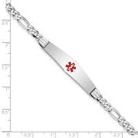 Thumbnail for 14K WG Medical Soft Diamond Shape Red Enamel Figaro Link ID Bracelet