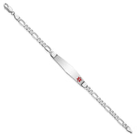 Thumbnail for 14K WG Medical Soft Diamond Shape Red Enamel Figaro Link ID Bracelet