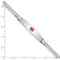 Thumbnail for 14K WG Medical Soft Diamond Shape Red Enamel Flat Curb Link ID Bracelet