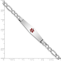 Thumbnail for 14K WG Semi-Solid Medical Soft Diamond Shape Red Enamel Figaro ID Bracelet