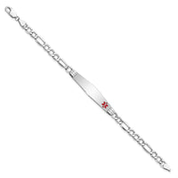 Thumbnail for 14K WG Semi-Solid Medical Soft Diamond Shape Red Enamel Figaro ID Bracelet