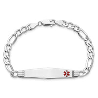 Thumbnail for 14K WG Semi-Solid Medical Soft Diamond Shape Red Enamel Figaro ID Bracelet