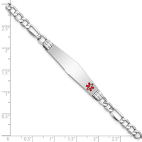 Thumbnail for 14K WG Semi-Solid Medical Soft Diamond Shape Red Enamel Figaro ID Bracelet