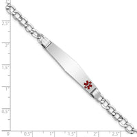 Thumbnail for 14K WG Semi-Solid Medical Soft Diamond Shape Red Enamel Cuban ID Bracelet