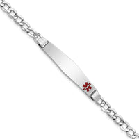 Thumbnail for 14K WG Semi-Solid Medical Soft Diamond Shape Red Enamel Cuban ID Bracelet