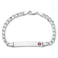 Thumbnail for 14K WG Semi-Solid Medical Polished Red Enamel Curb ID Bracelet