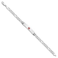 Thumbnail for 14K White Gold Medical Red Enamel Figaro Link ID Bracelet