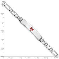 Thumbnail for 14K White Gold Medical Red Enamel Figaro Link ID Bracelet