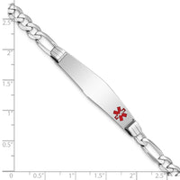 Thumbnail for 14K WG Medical Soft Diamond Shape Red Enamel Figaro Link ID Bracelet