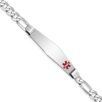 Thumbnail for 14K WG Medical Soft Diamond Shape Red Enamel Figaro Link ID Bracelet