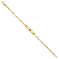 Thumbnail for 14k Medical Soft Diamond Shape Red Enamel Figaro ID Bracelet