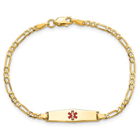 Thumbnail for 14k Medical Soft Diamond Shape Red Enamel Figaro ID Bracelet