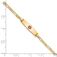 Thumbnail for 14k Medical Soft Diamond Shape Red Enamel Figaro ID Bracelet