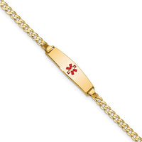 Thumbnail for 14k Medical Soft Diamond Shape Red Enamel Curb Link ID Bracelet