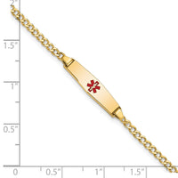 Thumbnail for 14k Medical Semi-Solid Soft Diamond Shape Red Enamel ID  Cuban Bracelet