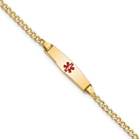 Thumbnail for 14k Medical Semi-Solid Soft Diamond Shape Red Enamel ID  Cuban Bracelet