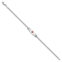 Thumbnail for 14k WG Medical Semi-Solid Soft Diamond Shape Red Enamel Cuban ID Bracelet