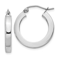 Thumbnail for 14k White Gold Square Tube Hoop Earrings