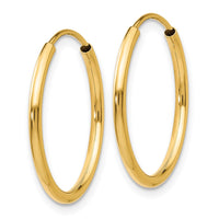 Thumbnail for 14k 1.5mm Polished Round Endless Hoop Earrings