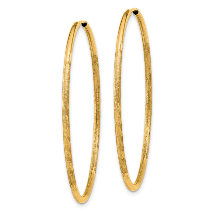 14k 1.5mm Satin Diamond-cut Endless Hoop Earrings