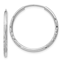 Thumbnail for 14k White Gold 1.5mm Diamond-cut Endless Hoop Earrings