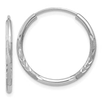 Thumbnail for 14k White Gold 1.5mm Diamond-cut Endless Hoop Earrings