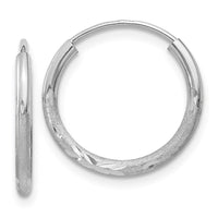 Thumbnail for 14k White Gold 1.5mm Diamond-cut Endless Hoop Earrings