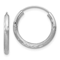 Thumbnail for 14k White Gold 2mm Diamond-cut Endless Hoop Earrings