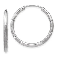 Thumbnail for 14k White Gold 2mm Diamond-cut Endless Hoop Earrings