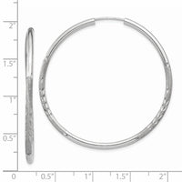 Thumbnail for 14k White Gold 2mm Diamond-cut Endless Hoop Earrings