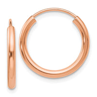 Thumbnail for 14k Rose Gold Polished Round Endless 2mm Hoop Earrings