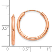 Thumbnail for 14k Rose Gold Polished Round Endless 2mm Hoop Earrings