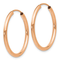 Thumbnail for 14k Rose Gold Polished Round Endless 2mm Hoop Earrings