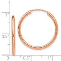 Thumbnail for 14k Rose Gold Polished Round Endless 2mm Hoop Earrings