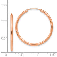 Thumbnail for 14k Rose Gold Polished Round Endless 2mm Hoop Earrings