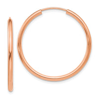 Thumbnail for 14k Rose Gold Polished Round Endless 2mm Hoop Earrings