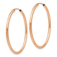 Thumbnail for 14k Rose Gold Polished Endless 2mm Hoop Earrings