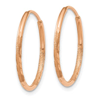 Thumbnail for 14k Rose Gold 1.25mm Diamond-cut Endless Hoop Earring