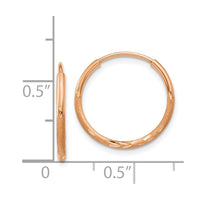Thumbnail for 14k Rose Gold 1.25mm Diamond-cut Endless Hoop Earring