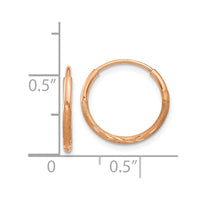 Thumbnail for 14k Rose Gold 1.25mm Diamond-cut Endless Hoop Earring