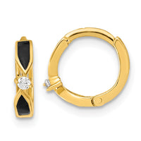 Thumbnail for 14K Polished Black Onyx Hoop Earrings