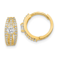 Thumbnail for 14K Polished Fancy CZ Hoop Earrings