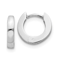 Thumbnail for 14k White Gold Polished Round Hinged Hoop Earrings