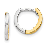 Thumbnail for 14k Two-tone Mini 1.35mm Round Hinged Hoop Earrings