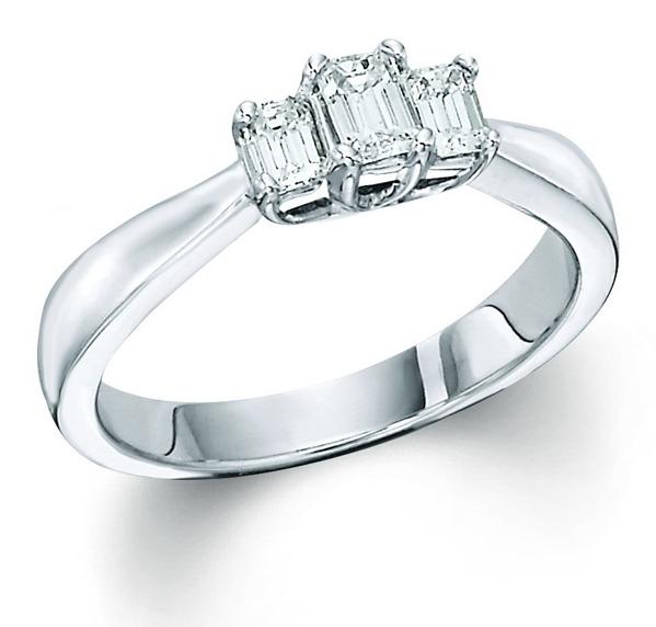 Emerald Cut 3 Stone Ring